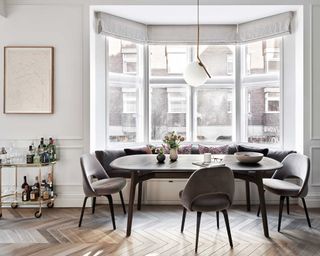 dining area with large windows