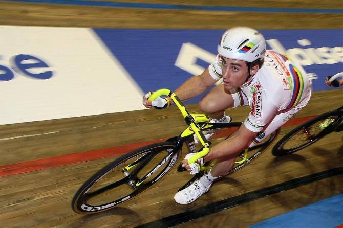 Vivian Brisse in action during the opening night at the Gent Six Day