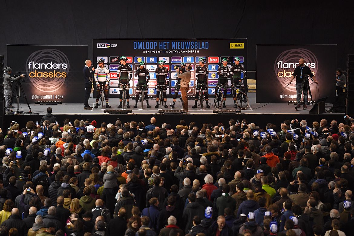 Peter Sagan and Bora-Hansgrohe at the Omloop Het Nieuwsblad team presentation