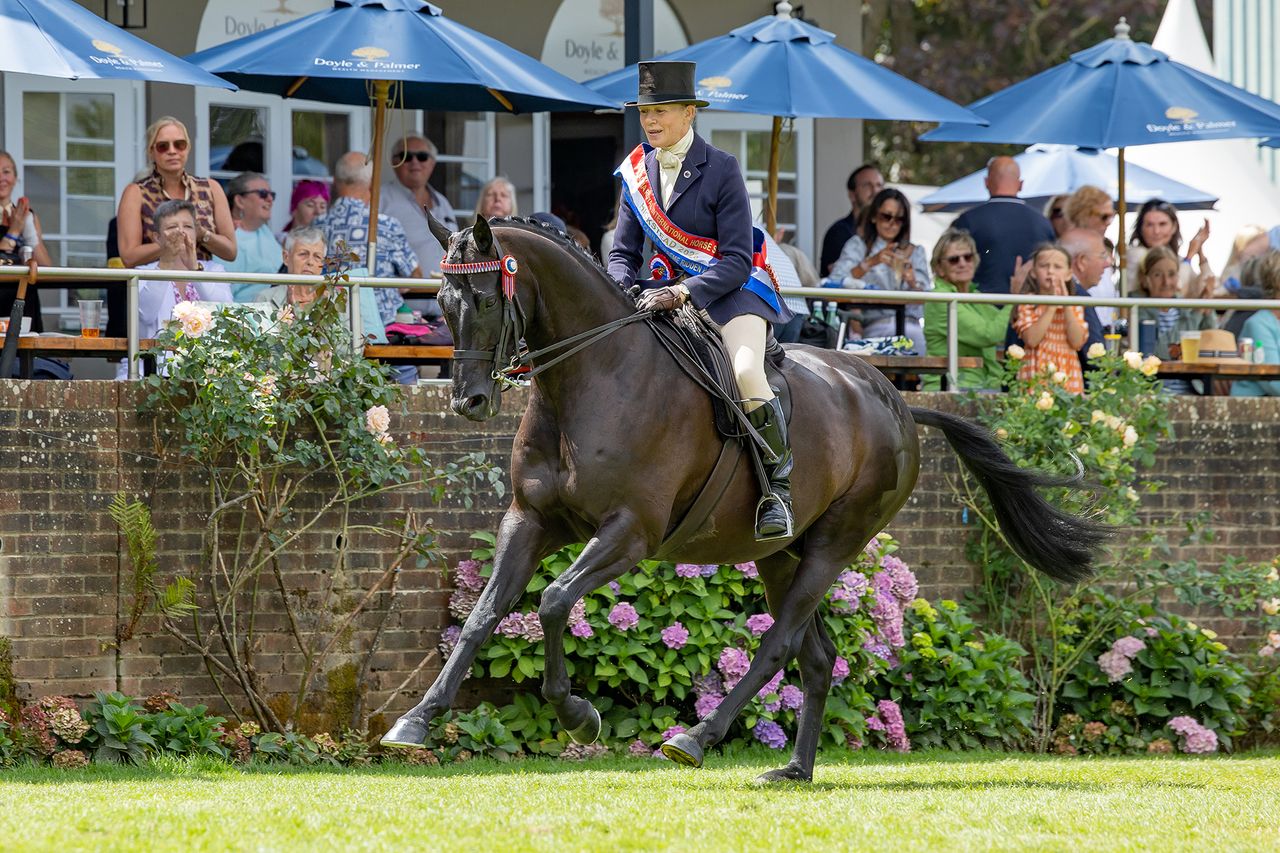 Helen Baker and Boston Black Tie in The Barberstown Castle Supreme Ridden Horse Championship at The Agria Royal International Horse Show, Hickstead, Sussex, UK. 26 July 2026