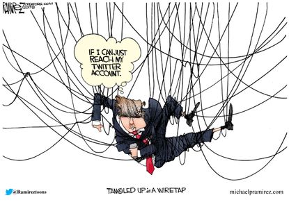 Political Cartoon U.S. Twitter Trump Obama Wiretapping