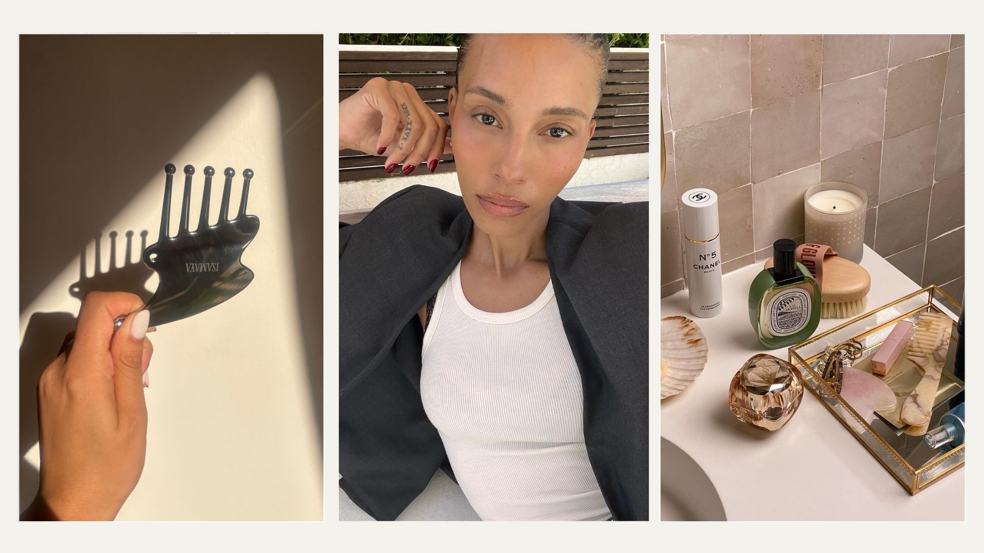 Collage featuring content creators using gua sha 