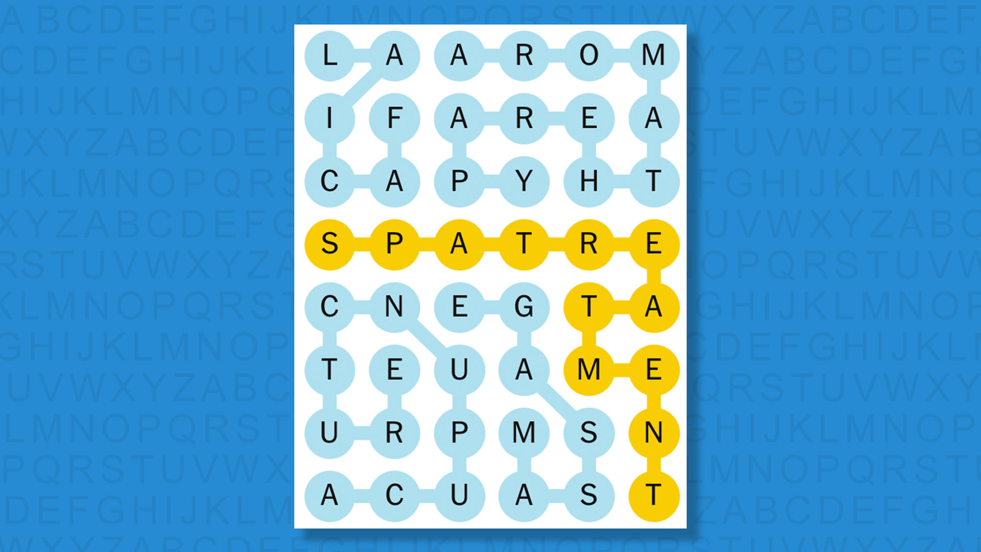 NYT Strands answers for game 844 on a blue background