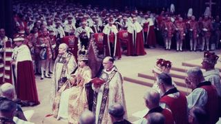 Queen Elizabeth II at her coronation ceremony