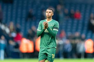 Morgan Whittaker of Plymouth Argyle during the Sky Bet Championship match between West Bromwich Albion and Plymouth Argyle at The Hawthorns, West Bromwich on Saturday 21st October 2023. (Photo by Gustavo Pantano/MI News/NurPhoto via Getty Images)