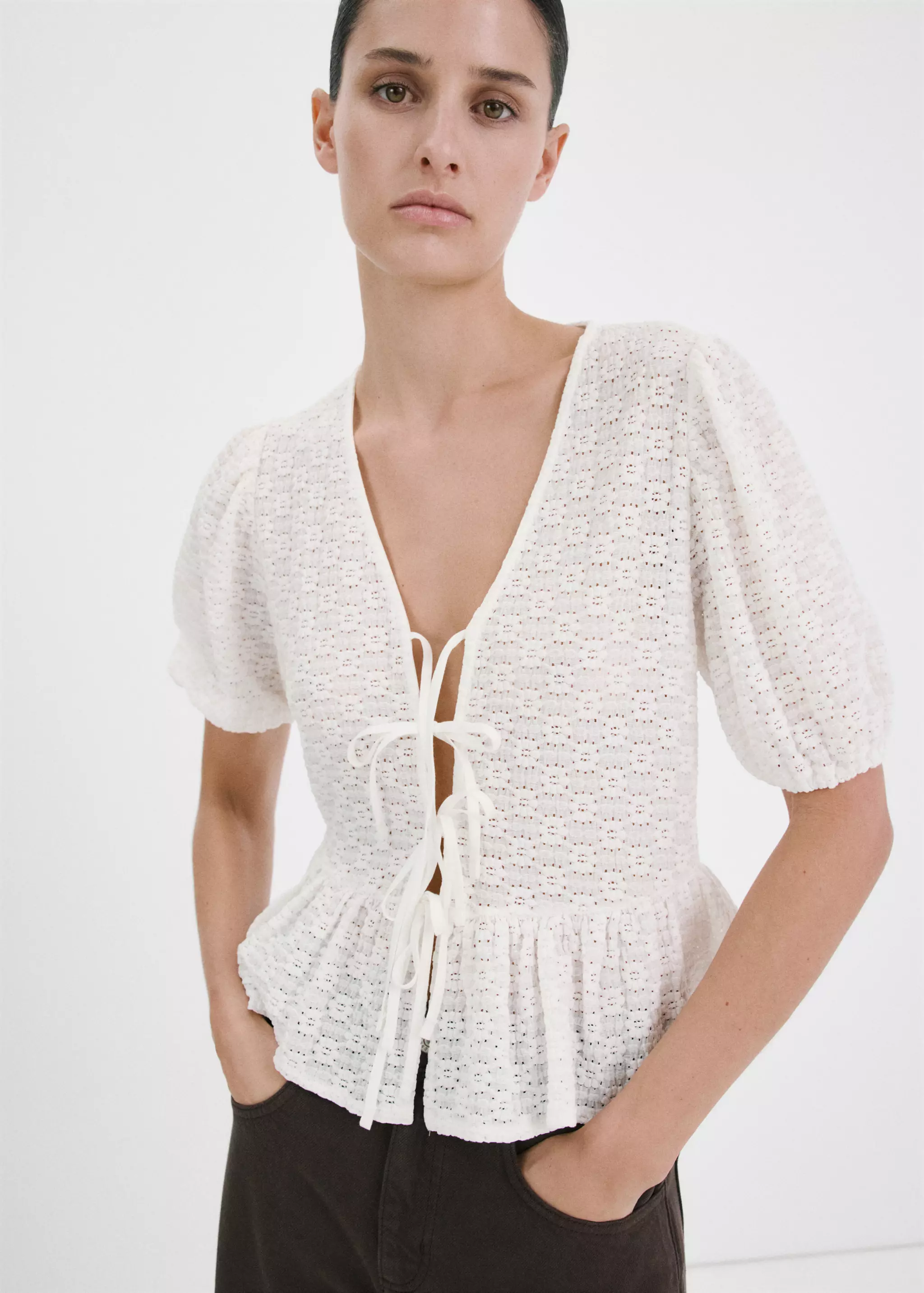 Bows Floral Embroidery Blouse - Women | Mango United Kingdom