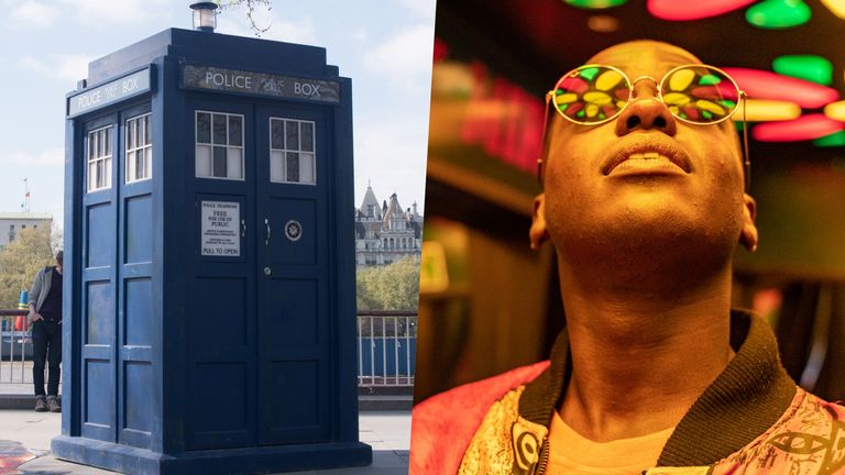 TARDIS in London and Ncuti Gatwa in Sex Education