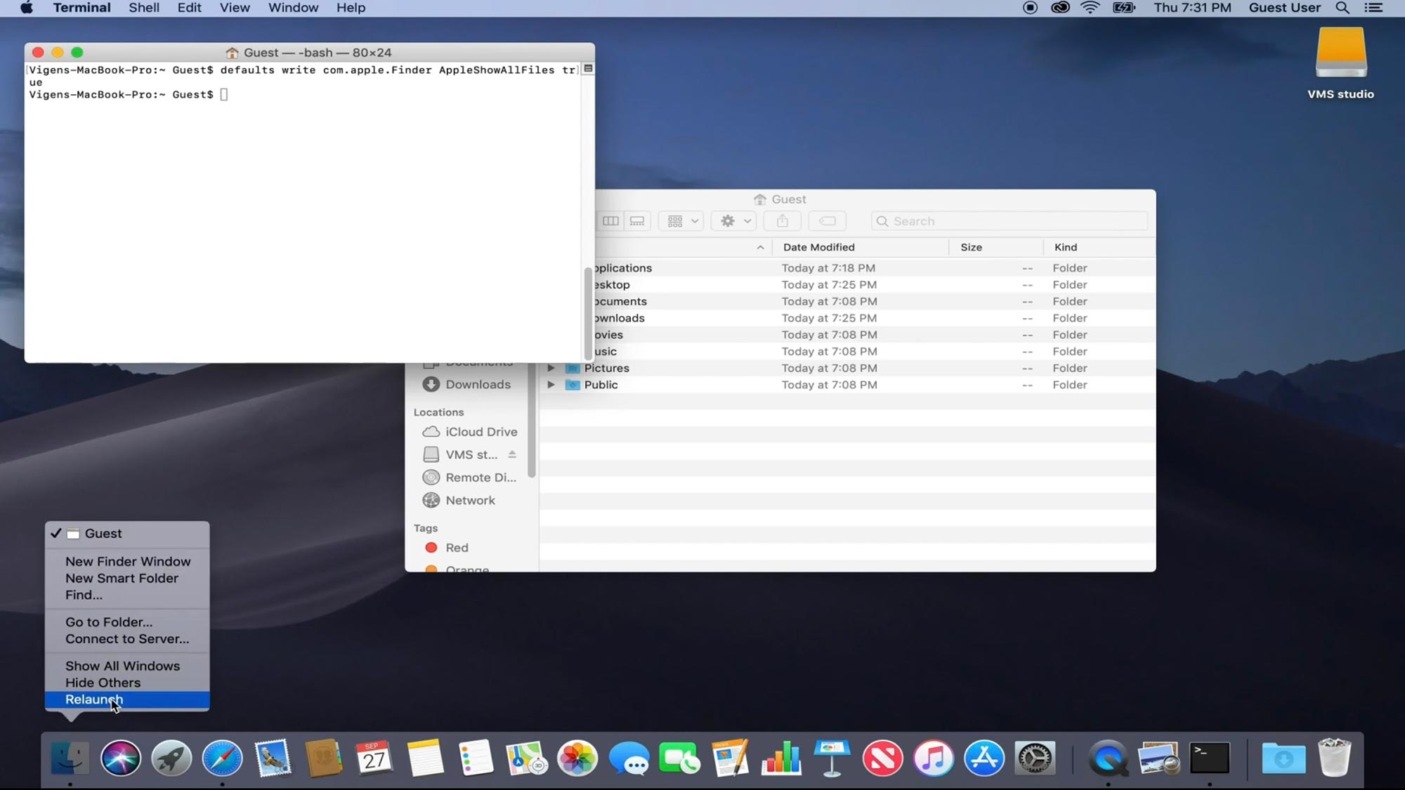 show dot files on mac terminal