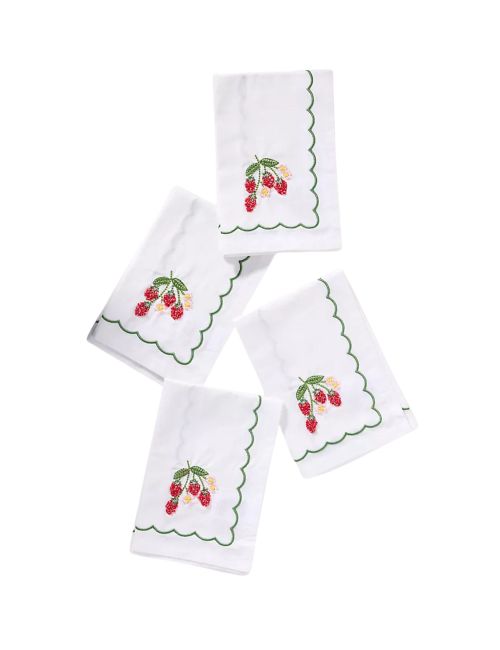 Berry Embroidered Cotton Napkins, Set of 4