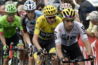 Mikel Landa paces Chris Froome during stage 12 at the Tour de France