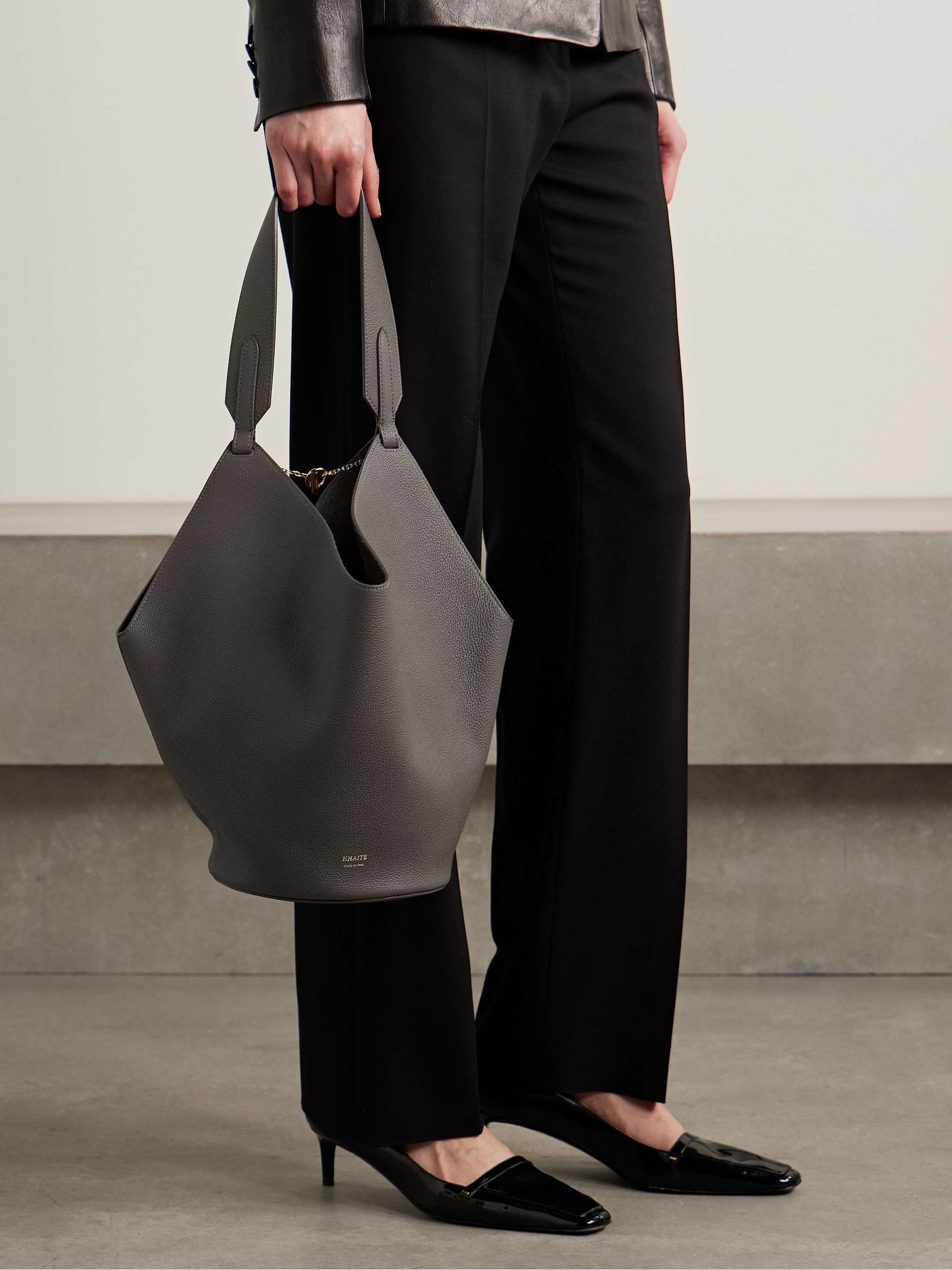 Lotus Small Textured-Leather Tote