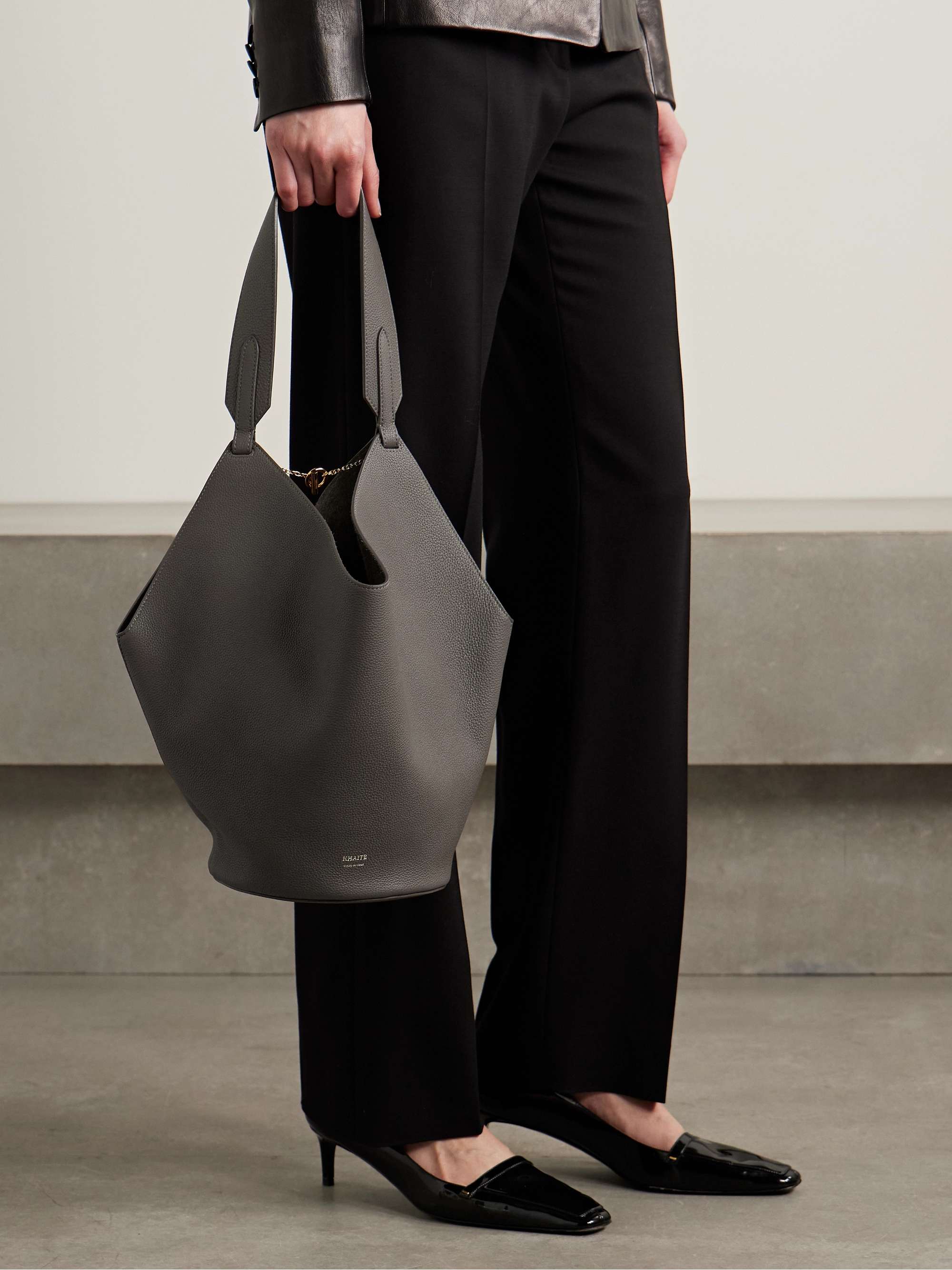 Lotus Small Textured-Leather Tote