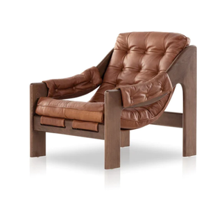 Leather accent chair.
