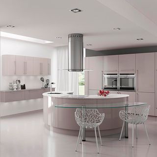 kitchen with curved unit