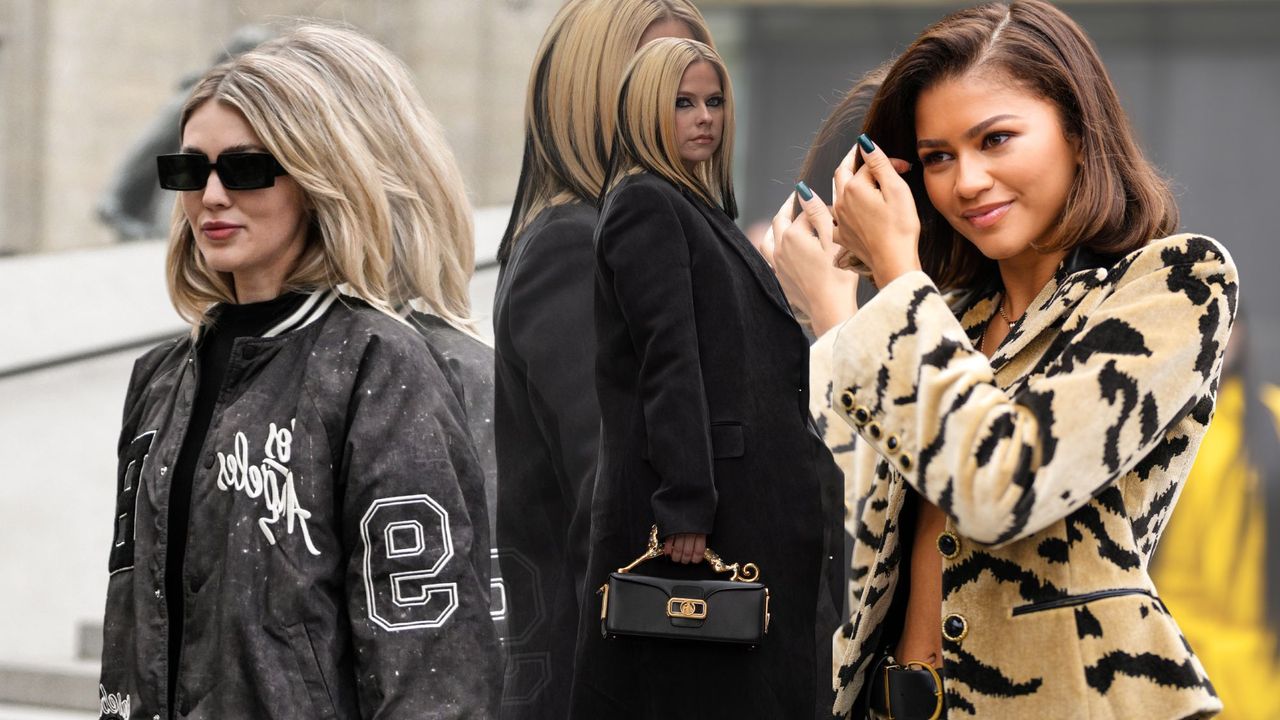 Lob hairstyles streetstyle at Paris Fashion Week including Avril Lavigne and Zendaya