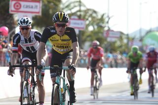 Steve Kruijswijk crosses the line after stage 1