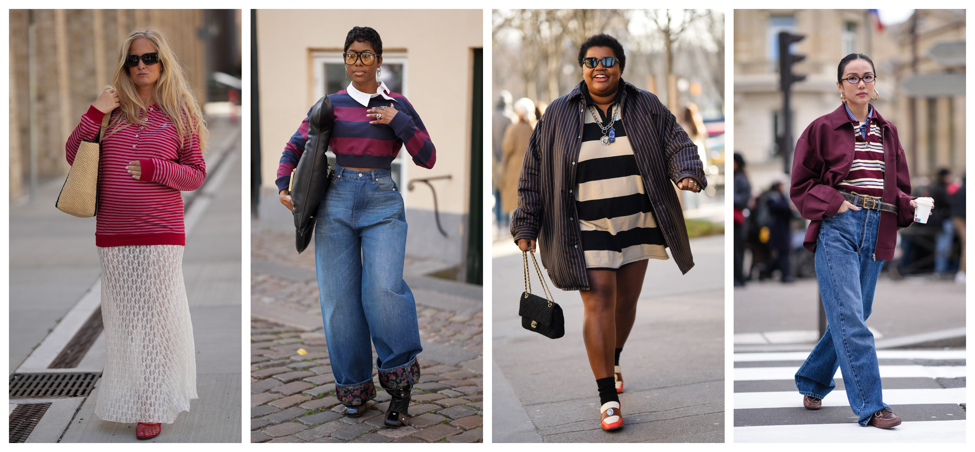 women at fashion week wearing rugby shirts