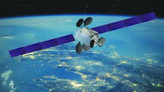 An artist&#039;s impression of the Intelsat 33e communications satellite.