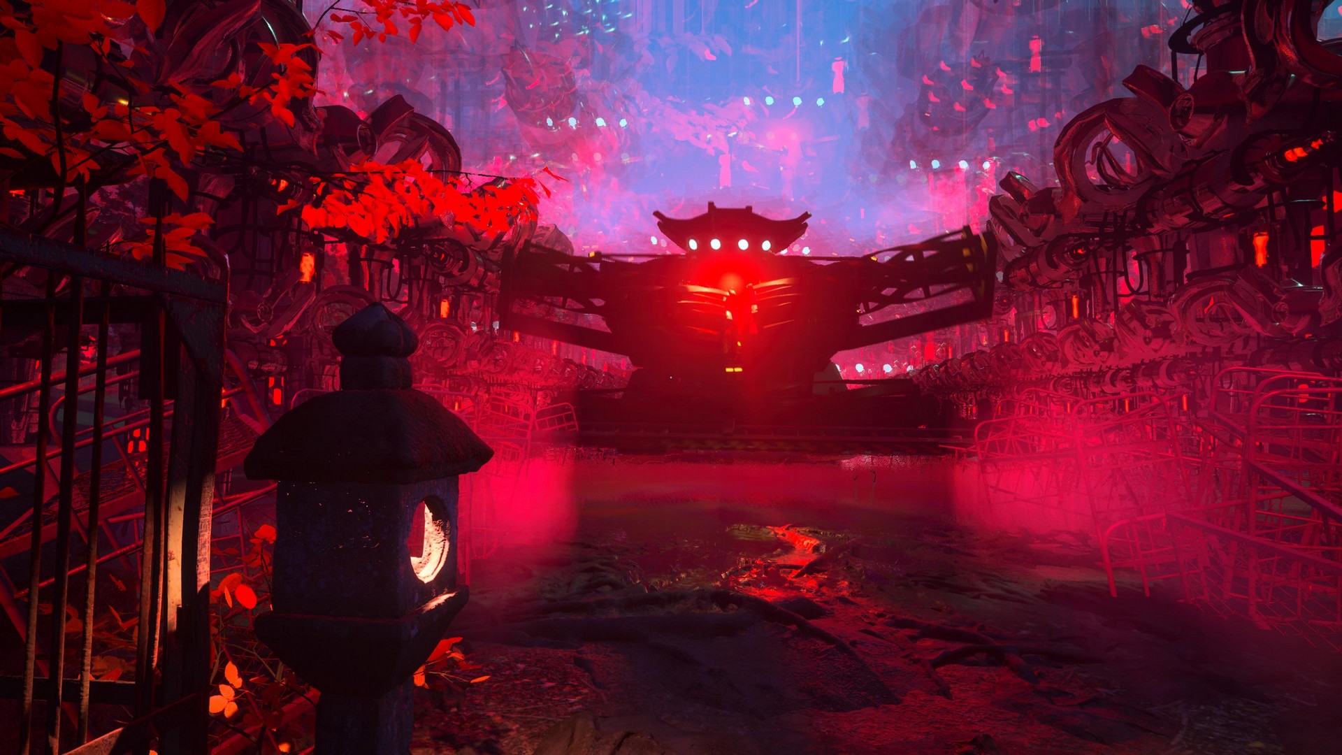 Walking through a dream-like temple in Sleep Awake with kaleidoscopic imagery