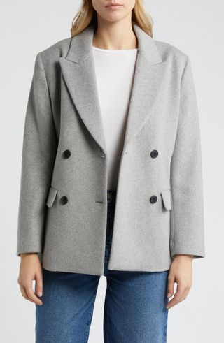 Double Breasted Wool Blend Blazer