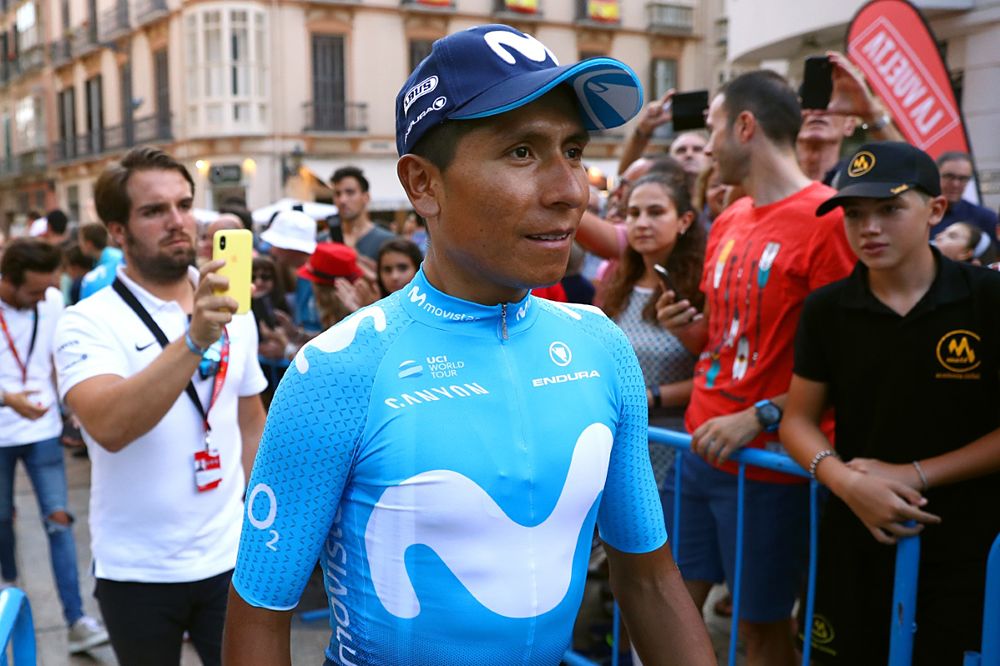 Nairo Quintana (Movistar) at the Vuelta a Espa&ntilde;a team presentation