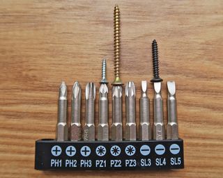 a selection of screwdriver heads for an electric screwdriver