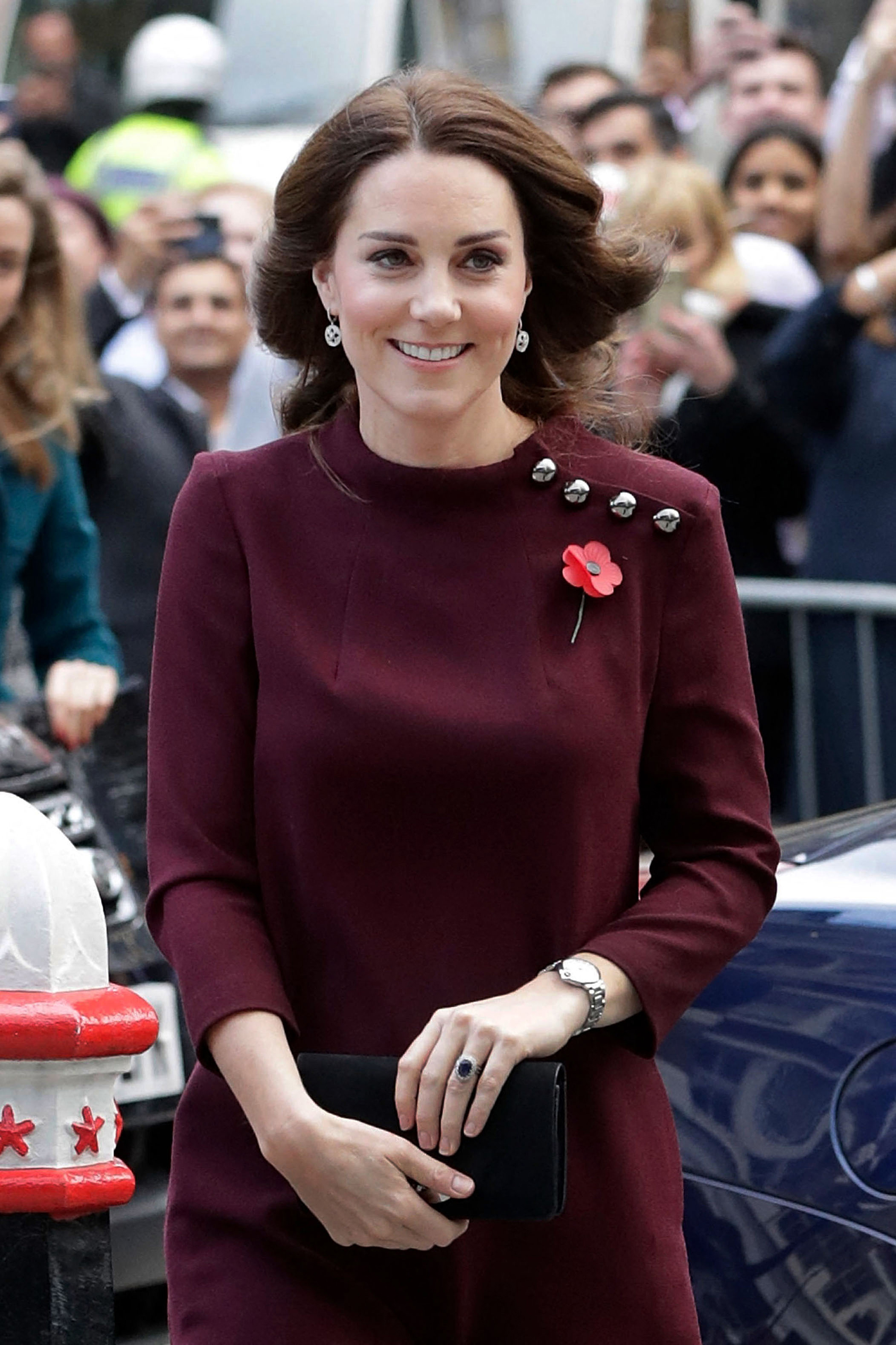 Britain&#039;s Catherine, Duchess of Cambridge and patron of national children&#039;s mental health charity Place2Be, arrives for the annual Place2Be School Leaders Forum in London on November 8, 2017. (Photo by John Phillips / POOL / AFP) (Photo by JOHN PHILLIPS/POOL/AFP via Getty Images)