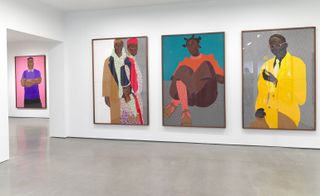 Installation view of Serge Attukwei Clottey's 'Beyond Skin' at Simchowitz Gallery, Los Angeles