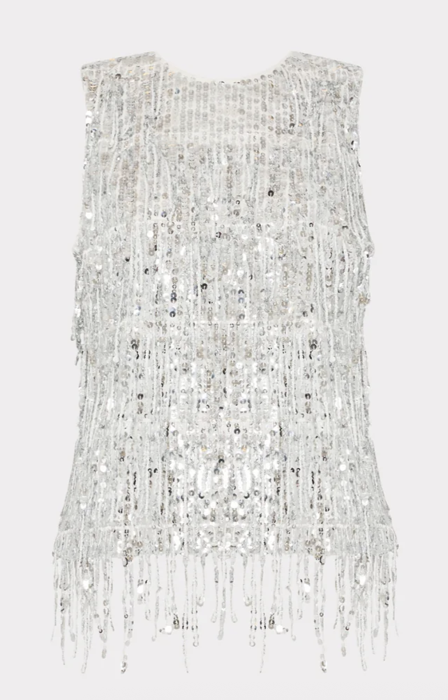 Milly, Royce Fringe Sequin Top