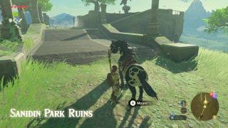 Link and Epona at the location of the Sanidin Park Ruins Breath of the Wild Captured Memories collectible