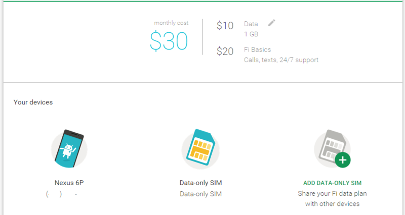 Project Fi data SIM setup process