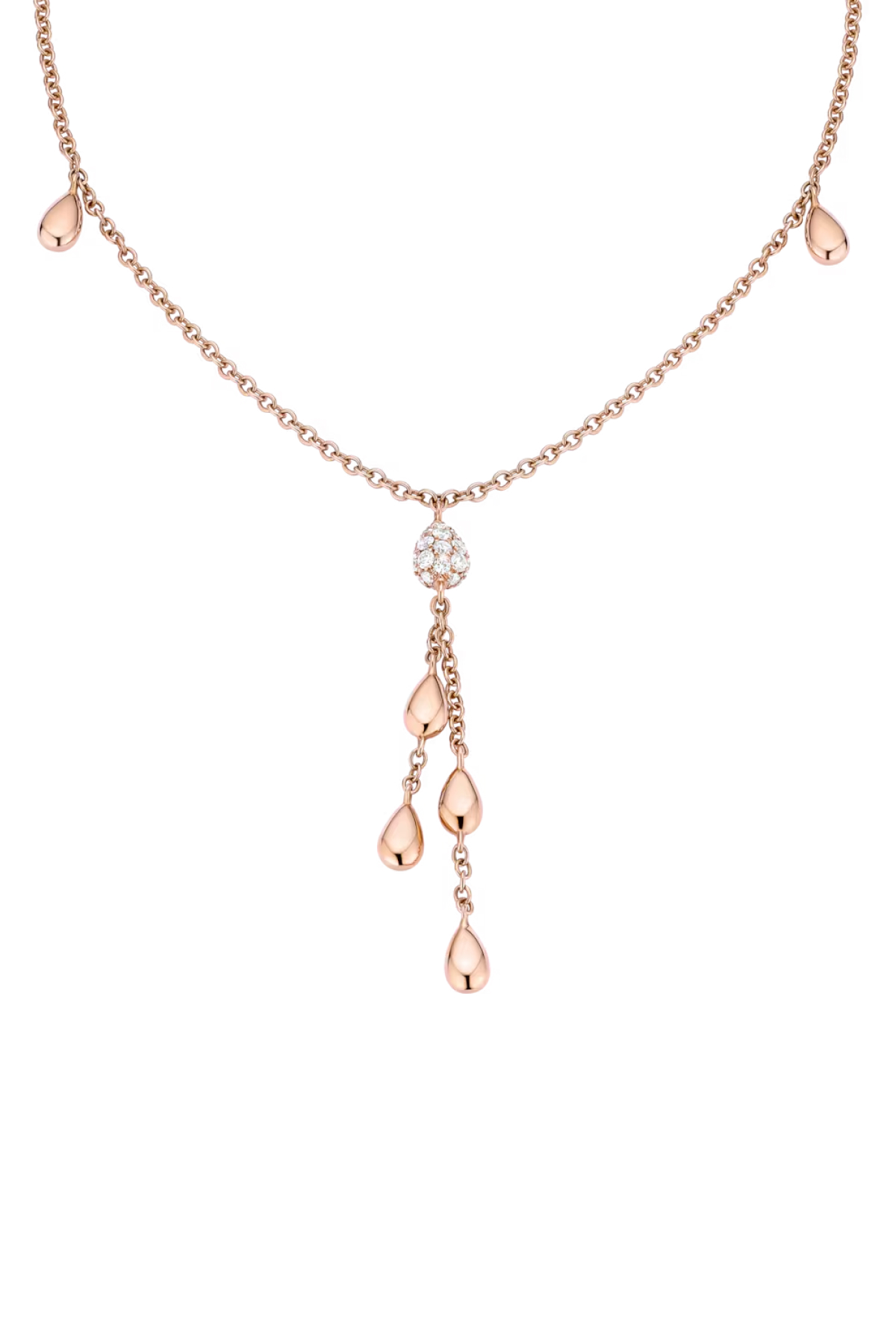 Omega, Dewdrop Necklace, 18k red gold, diamonds