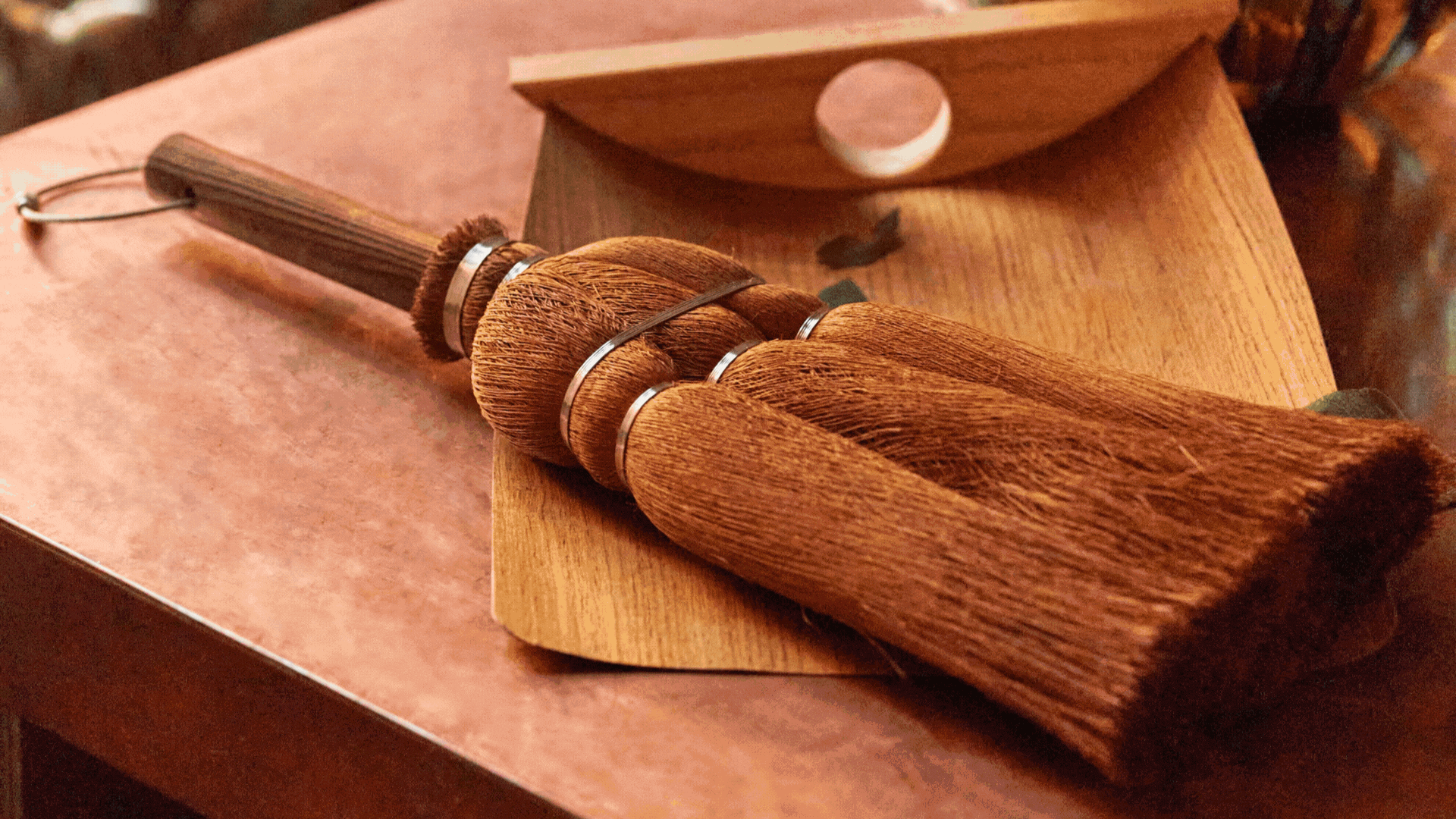 A GIF of handmade cleaning tools like brushes, brooms, and scrubbers