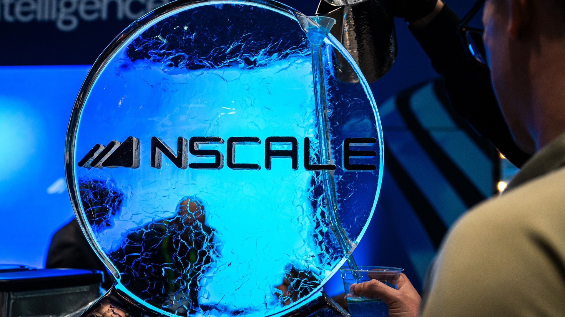 the Nscale logo on glass surface