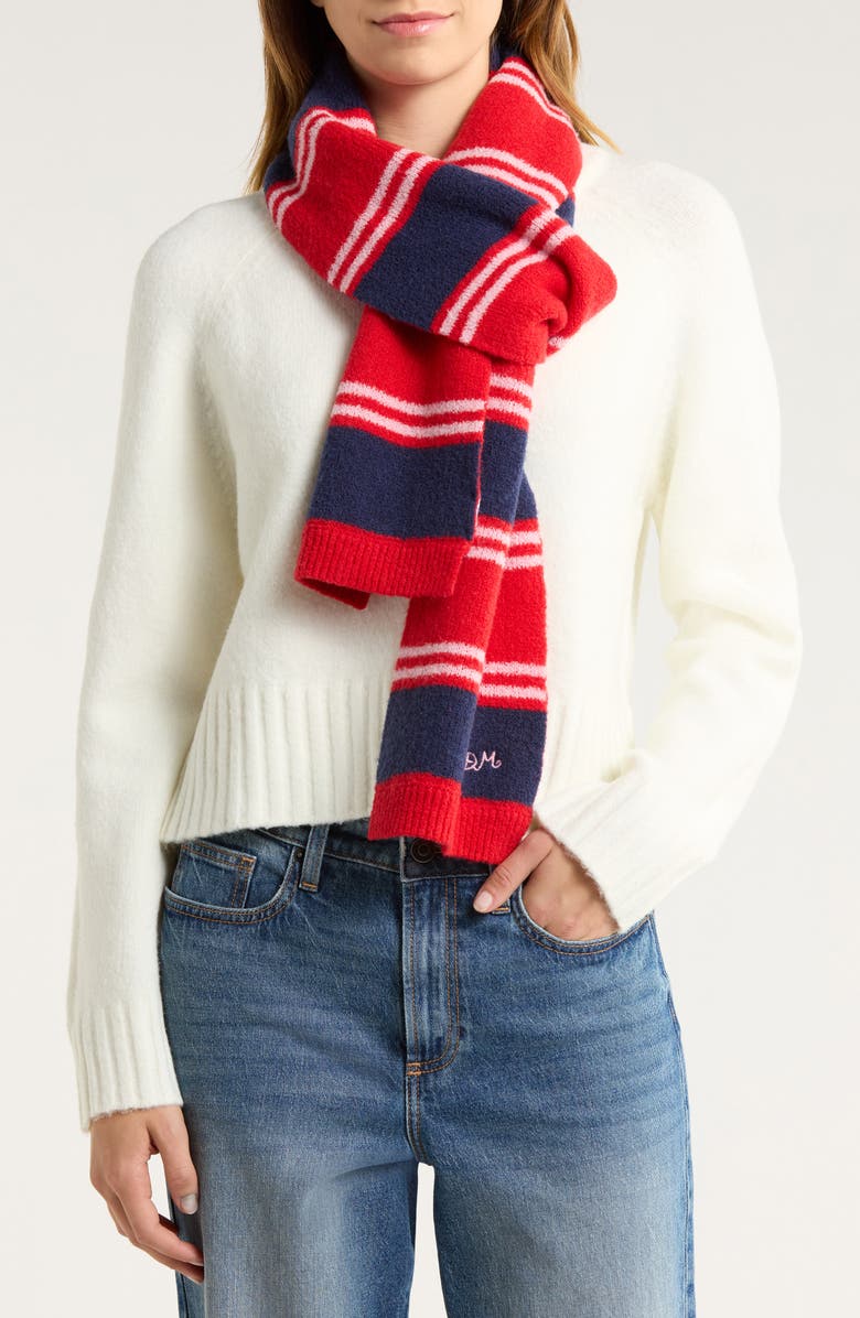 Bibi Stripe Skinny Wool Scarf