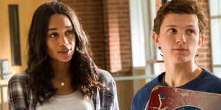 Laura Harrier and Tom Holland as Liz and Peter Parker in Spider-Man: Homecoming