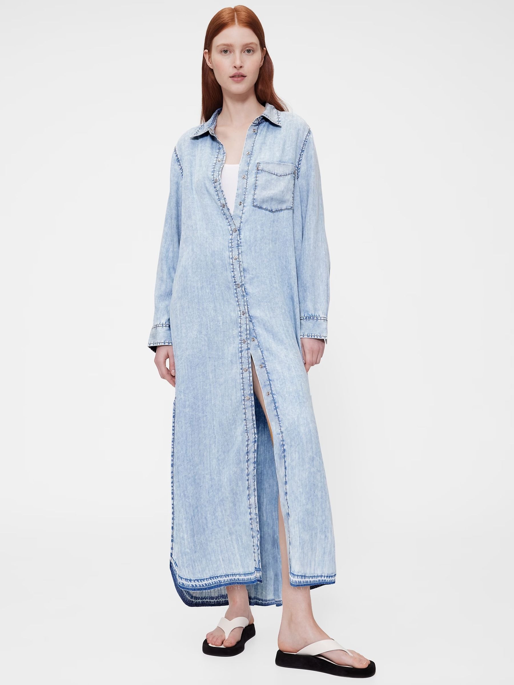 Gapstudio Blue Draped Denim Shirt Dress