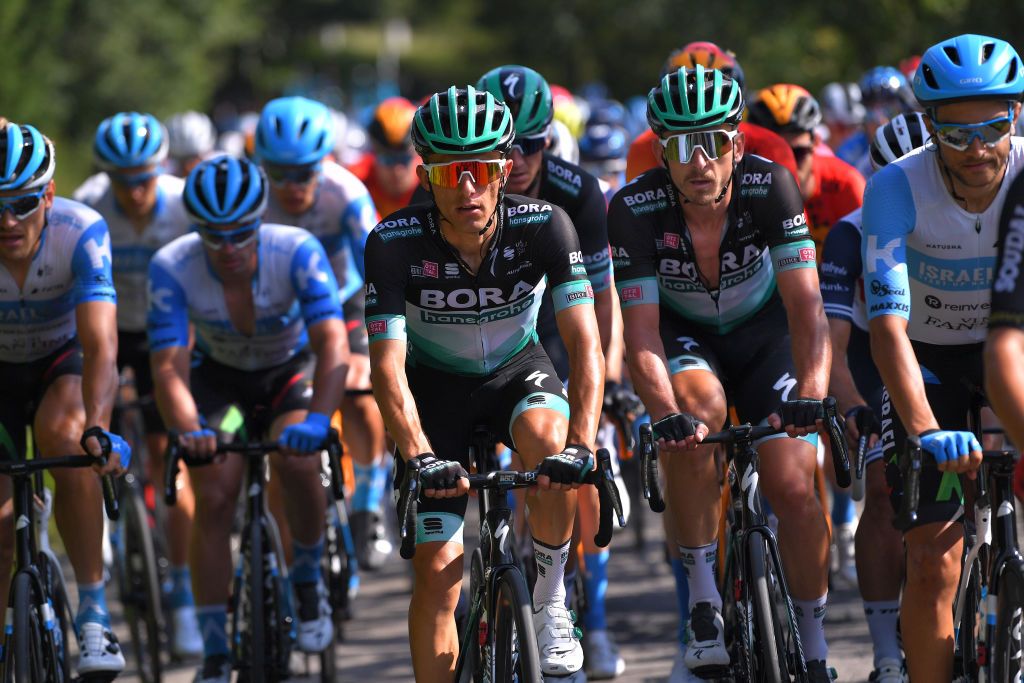 KRAKOW POLAND AUGUST 09 Rafal Majka of Poland and Team Bora Hansgrohe Maciej Bodnar of Poland and Team Bora Hansgrohe during the 77th Tour of Poland 2020 Stage 5 a 188km stage from Zakopane to Krakow TourdePologne tdp20 on August 09 2020 in Krakow Poland Photo by Luc ClaessenGetty Images