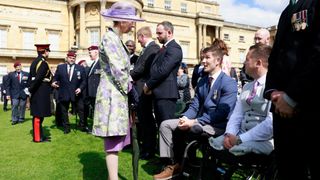 Princess Anne, Princess Royal meets veterans while attending the Not Forgotten Association Garden Party at Buckingham Palace