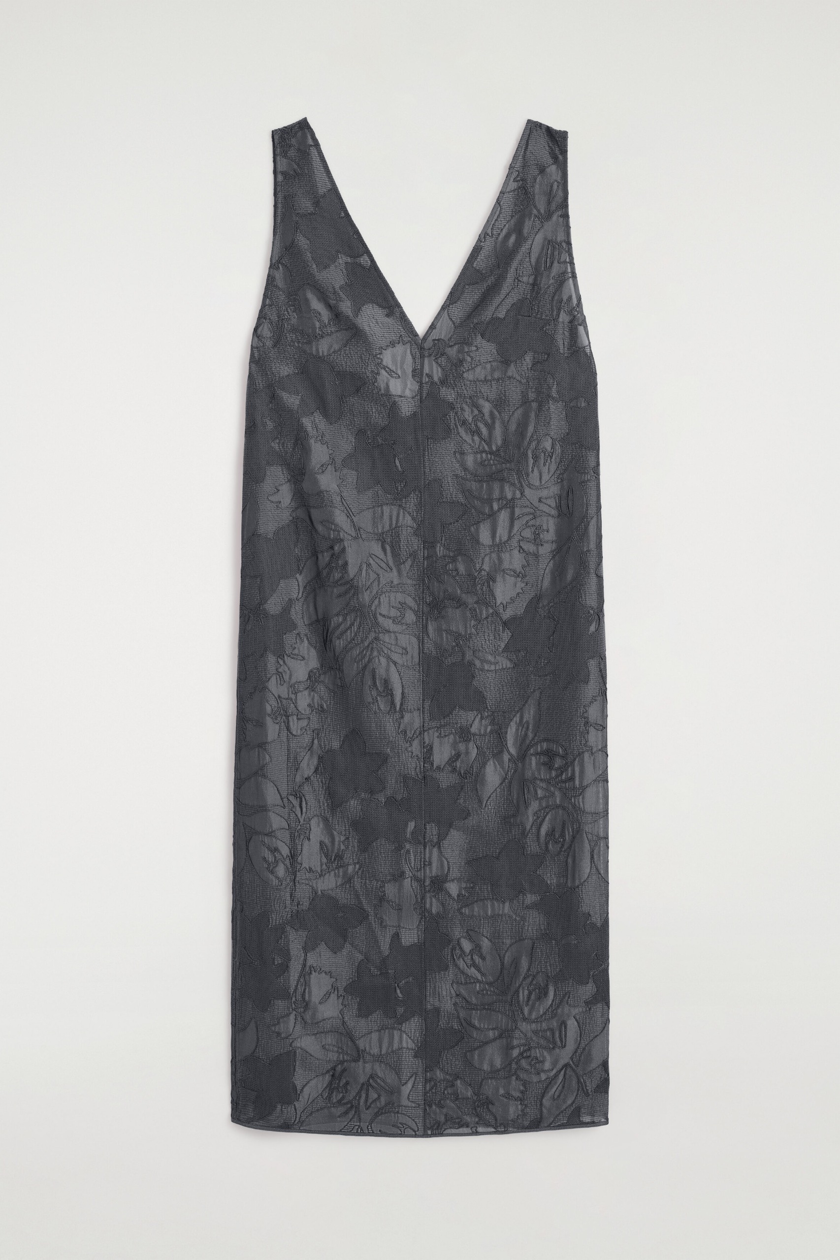 Embroidered Sheer V-Neck Dress