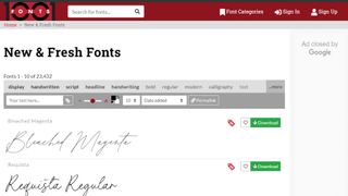 Website screenshot for 1001 Fonts