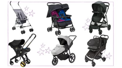 6 types of strollers illustrated by montage