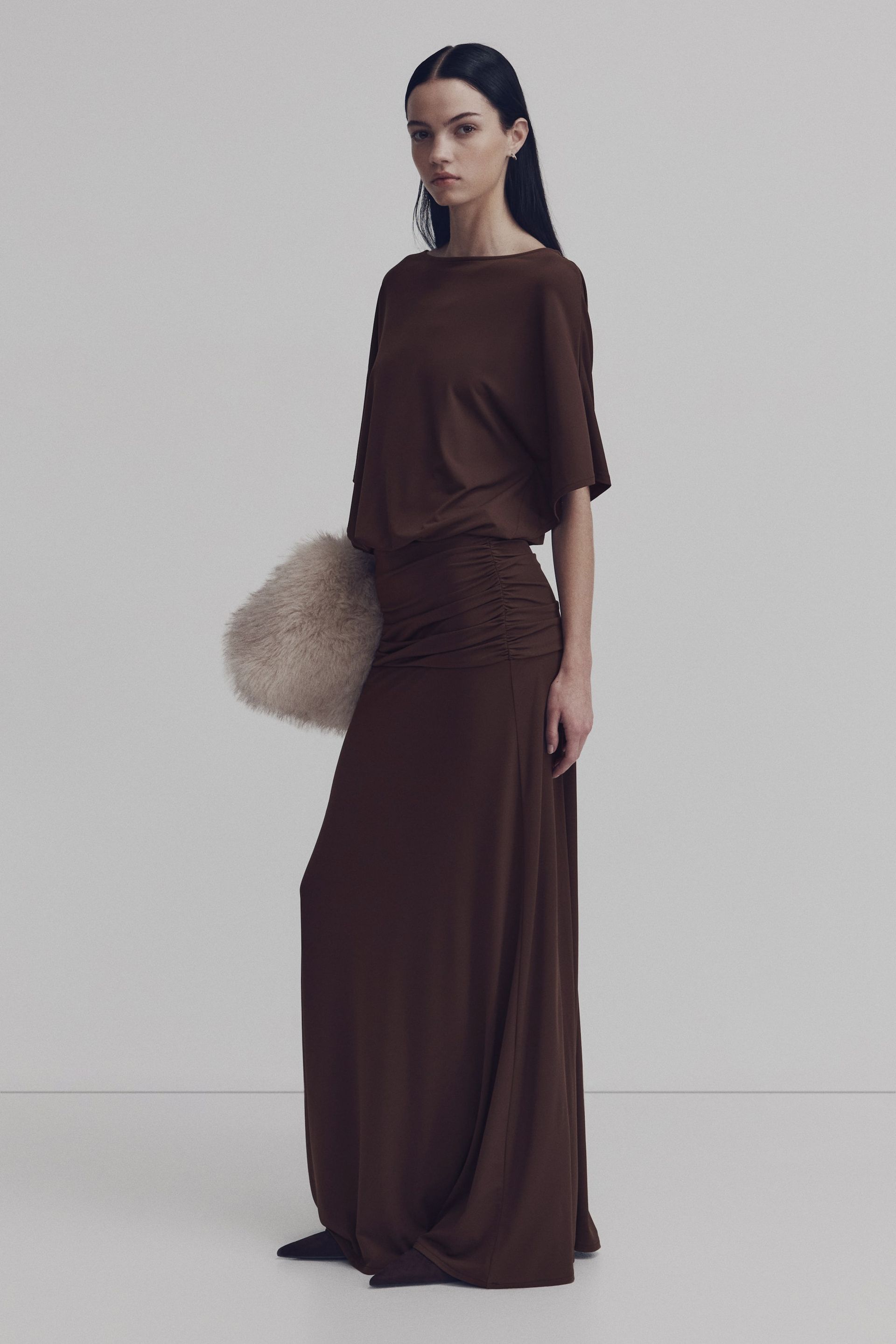 Draped Maxi Dress - Black