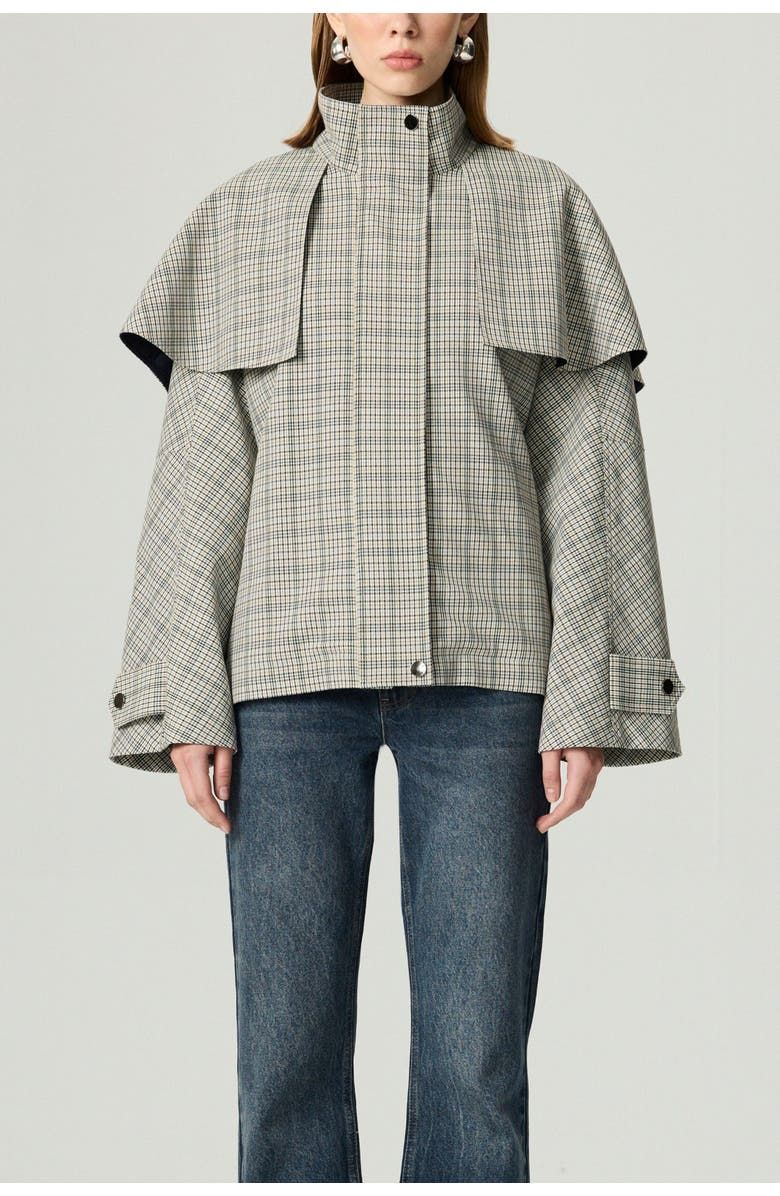Belted Glen Check Cape Trench