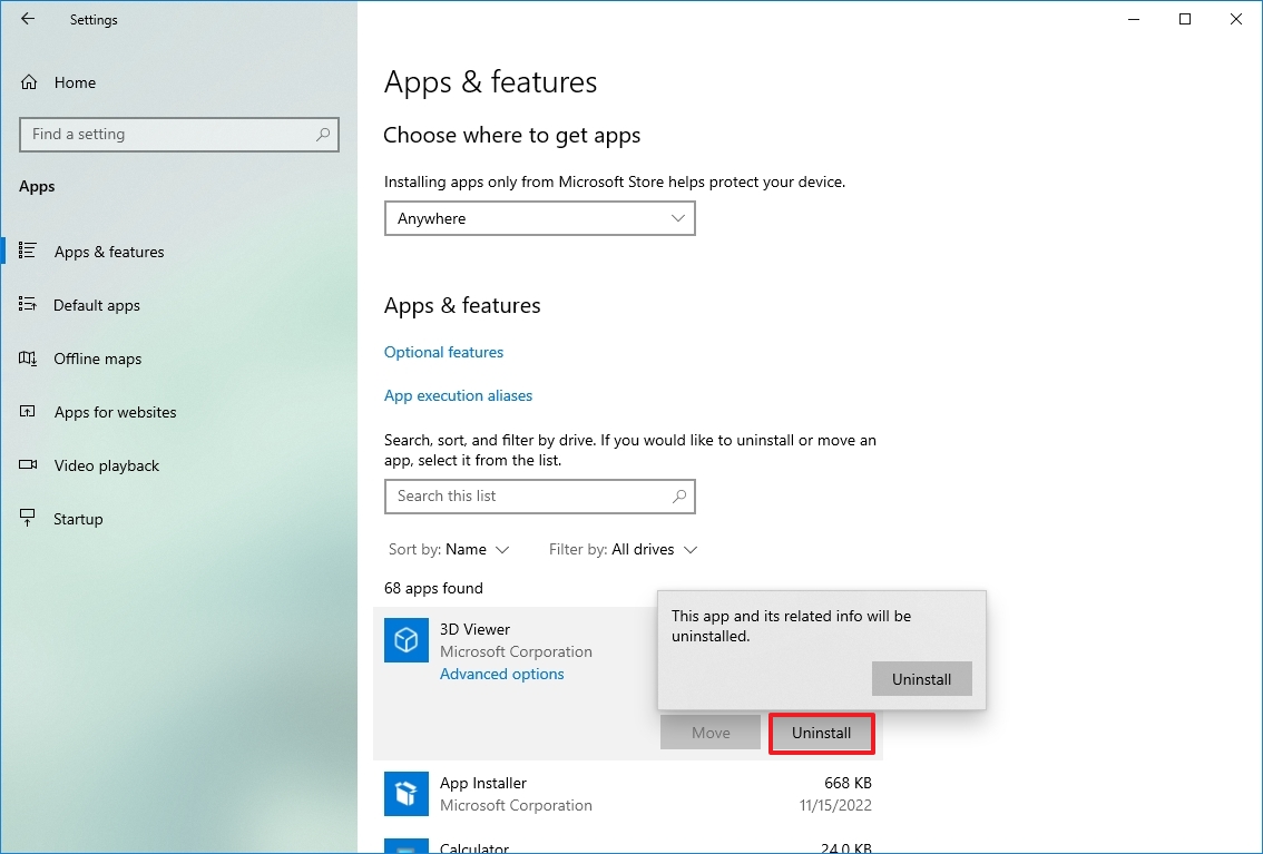 Windows 10 uninstall apps