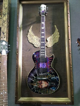 Commissioned Zemaitis guitar painted by Ron Williams for Ronzworld, displayed at Winter NAMM 2016 .