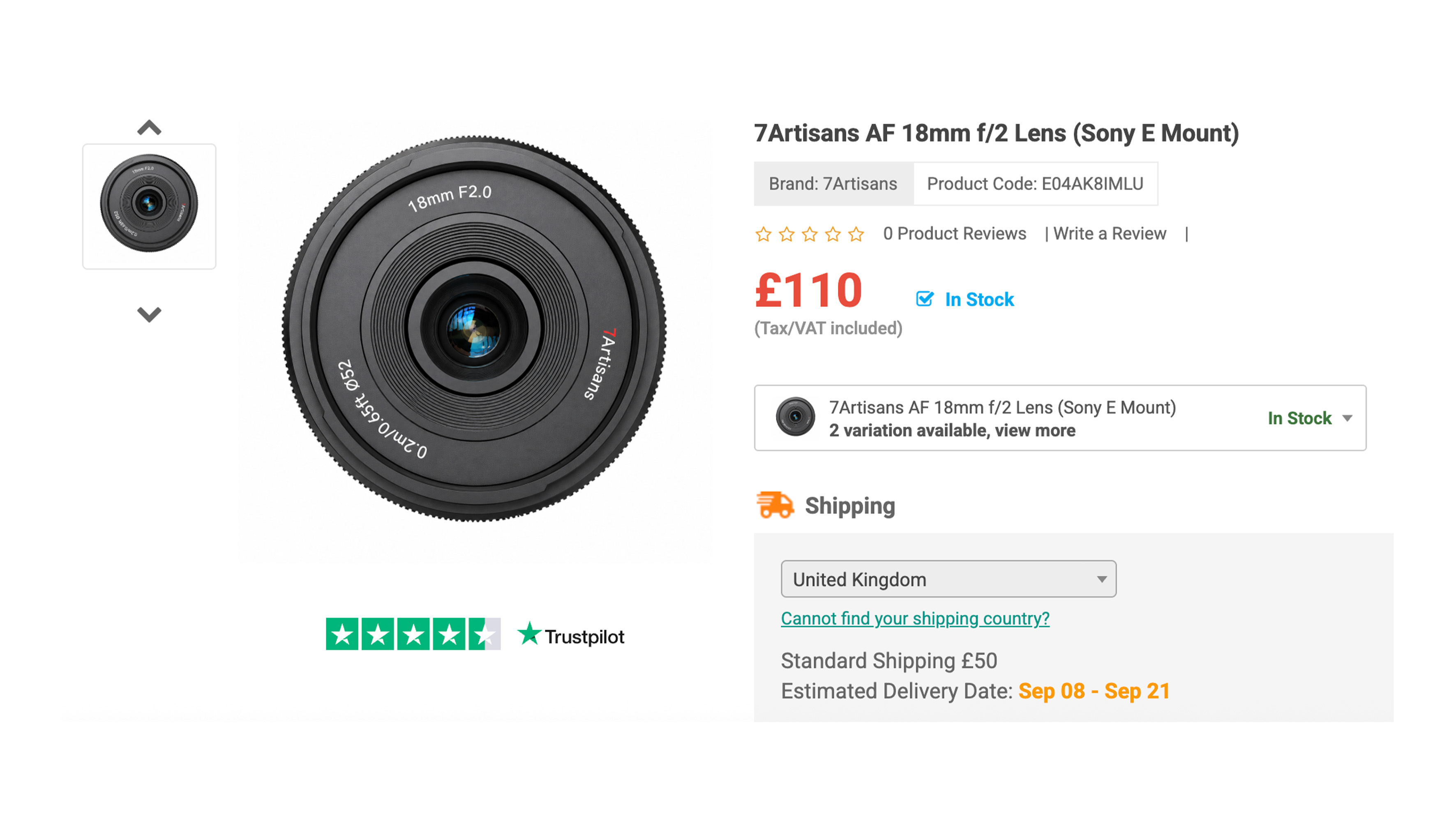 Pancake lens ecommerce listing.