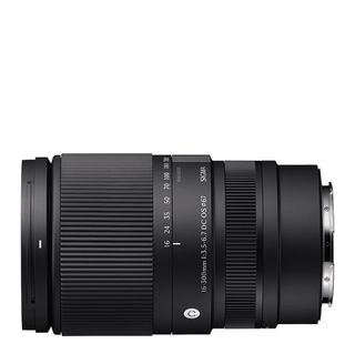 Sigma 16-300mm f:3.5-6.7 DC OS | C superzoom lens on plain white background