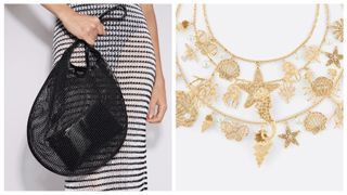 Alaia fishnet bag, Dior jewelry