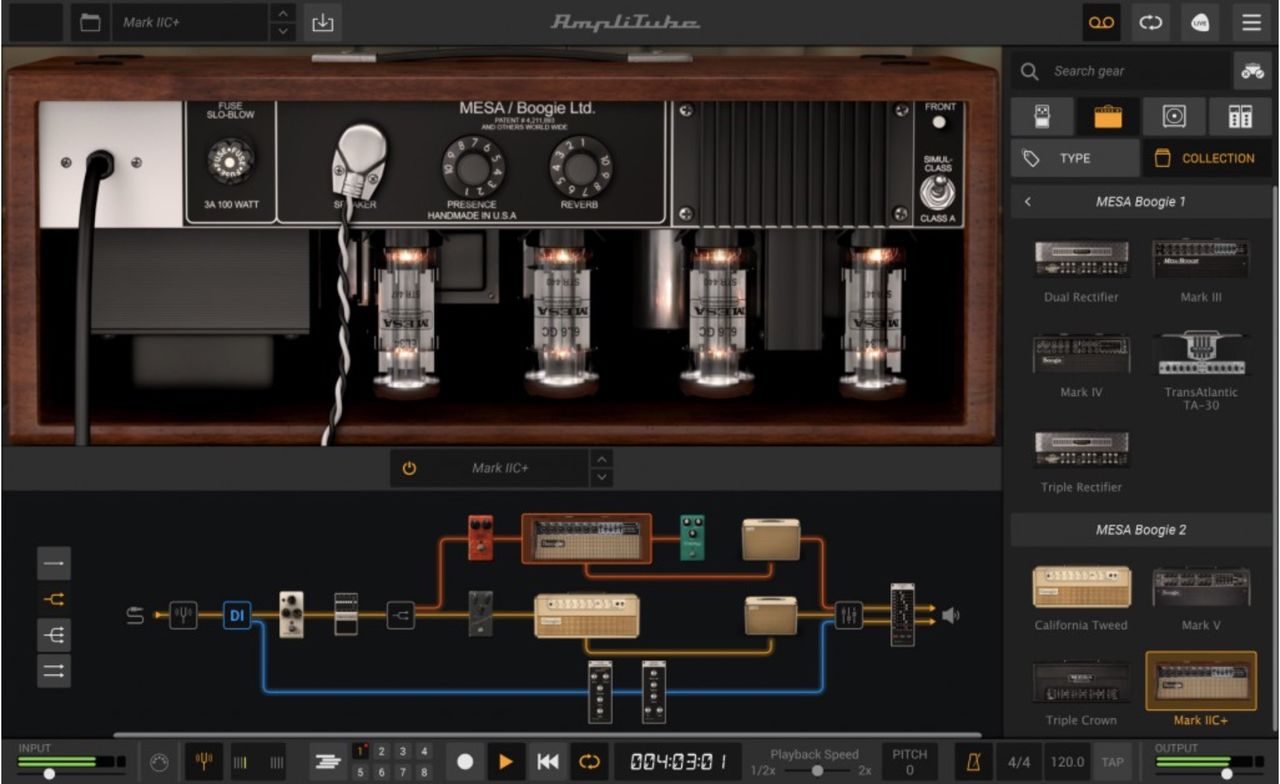 IK Multimedia's AmpliTube MESA/Boogie 2 in action